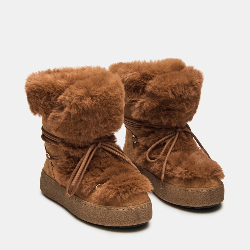 Snow Ankle Boots Faux Fur Steve Madden Avalanche Tan NWT